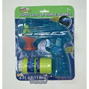 Super Light Up Bubble Blower Gun Blue Kids Outdoor Summer Toy Sunny Days